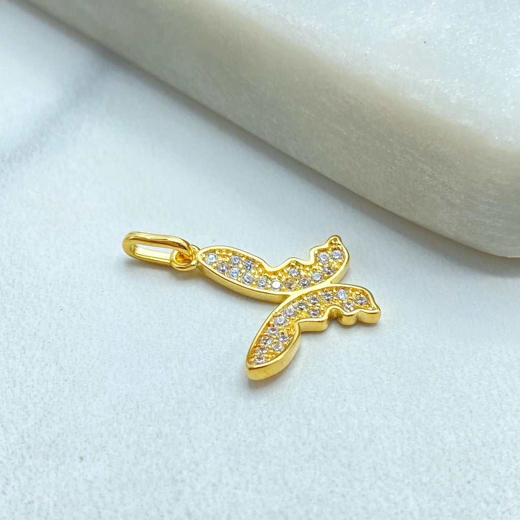 18k Gold Filled Micro CZ Butterfly Charm, Dainty Charm, Nature-Inspired Jewelry, DIY Butterfly Charm