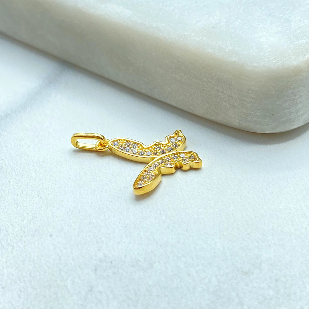 18k Gold Filled Micro CZ Butterfly Charm, Dainty Charm, Nature-Inspired Jewelry, DIY Butterfly Charm