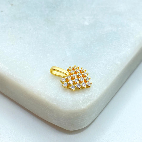 18k Gold Filled Heart Charm with CZ Stones, Micro Pave Pendant, Sparkly Gold Heart Charm for Necklace