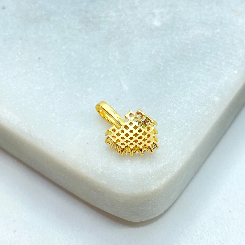18k Gold Filled Heart Charm with CZ Stones, Micro Pave Pendant, Sparkly Gold Heart Charm for Necklace