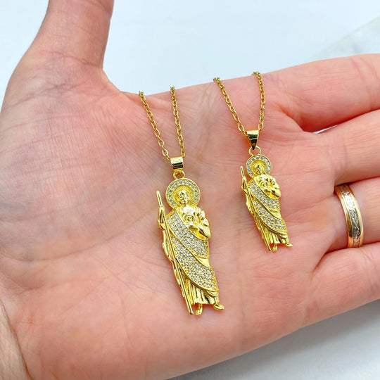 Stainless Steel Saint Jude Pendant Necklace, Two Sizes Available, Patron Saint of Impossible Causes, Religious Jewelry