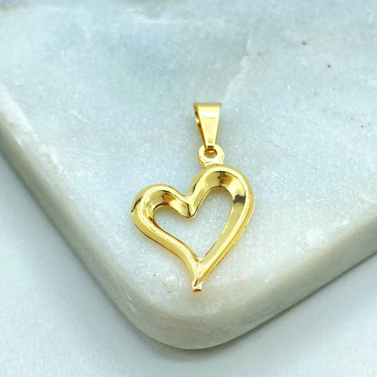 18k Gold Filled Open Heart Pendant, Dainty Hollow Heart Charm, Minimalist Pendent Jewelry, Gift for Her