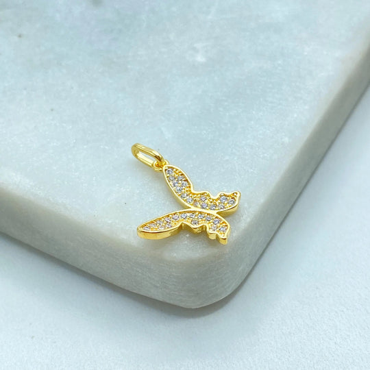 18k Gold Filled Micro CZ Butterfly Charm, Dainty Charm, Nature-Inspired Jewelry, DIY Butterfly Charm