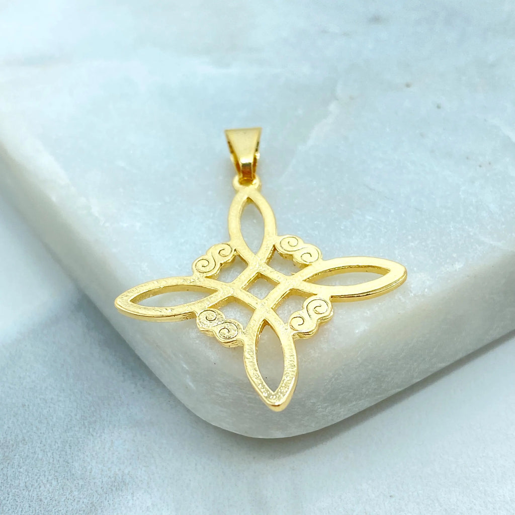 18k Gold Filled Celtic Witch Knot Pendant, Trinity Knot Amulet, Triquetra Pendant, Wiccan Jewelry, Pagan Protection Charm