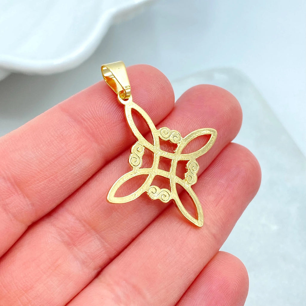 18k Gold Filled Celtic Witch Knot Pendant, Trinity Knot Amulet, Triquetra Pendant, Wiccan Jewelry, Pagan Protection Charm