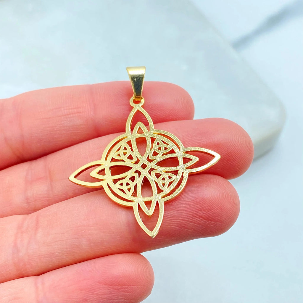 18k Gold Filled Celtic Witch Knot Pendant, Trinity Knot Amulet, Triquetra Pendant, Wiccan Jewelry, Pagan Protection Charm