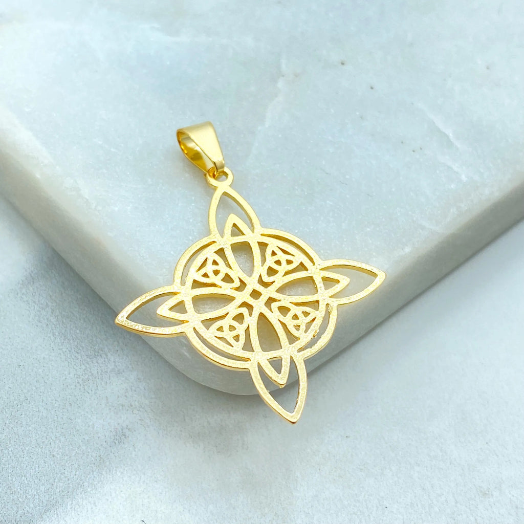 18k Gold Filled Celtic Witch Knot Pendant, Trinity Knot Amulet, Triquetra Pendant, Wiccan Jewelry, Pagan Protection Charm