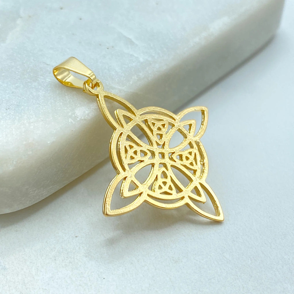 18k Gold Filled Celtic Witch Knot Pendant, Trinity Knot Amulet, Triquetra Pendant, Wiccan Jewelry, Pagan Protection Charm