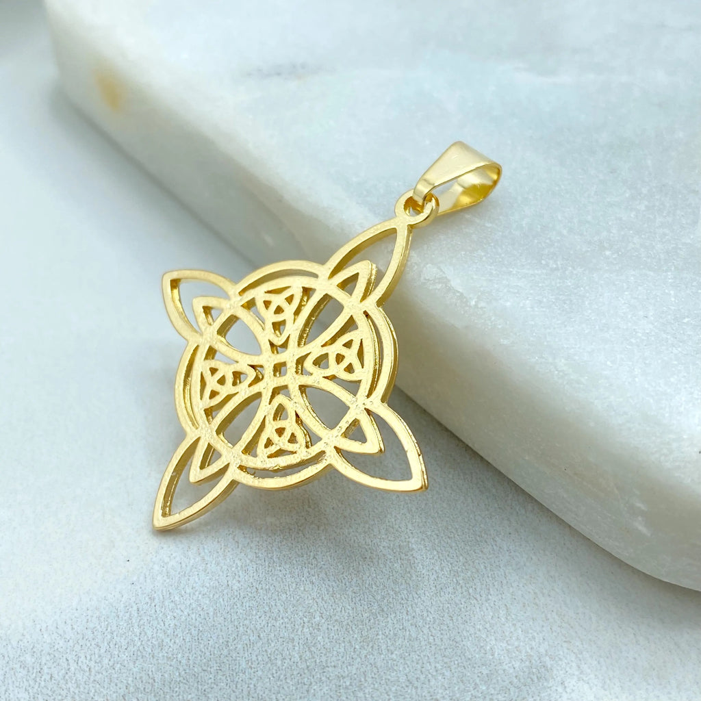 18k Gold Filled Celtic Witch Knot Pendant, Trinity Knot Amulet, Triquetra Pendant, Wiccan Jewelry, Pagan Protection Charm