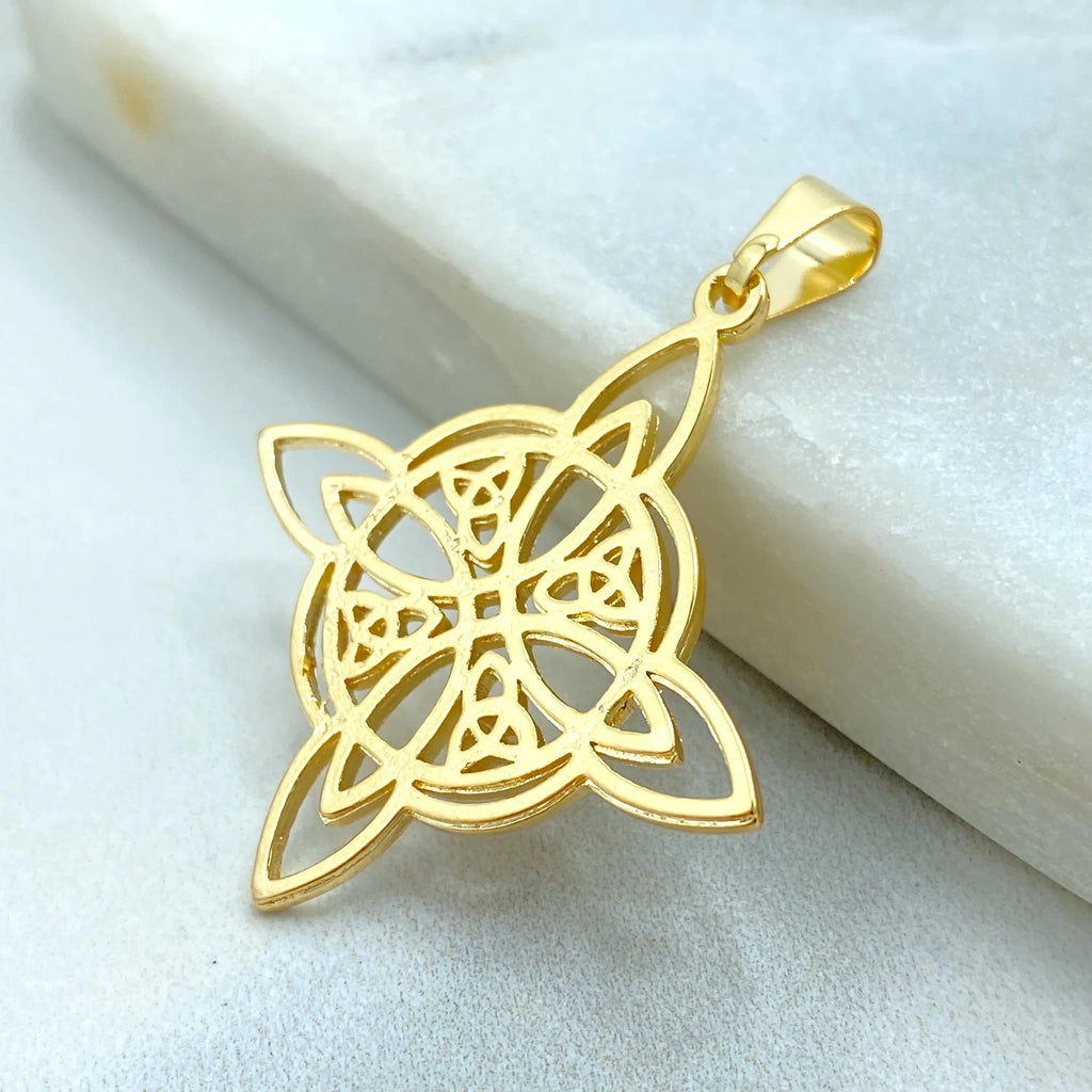 18k Gold Filled Celtic Witch Knot Pendant, Trinity Knot Amulet, Triquetra Pendant, Wiccan Jewelry, Pagan Protection Charm