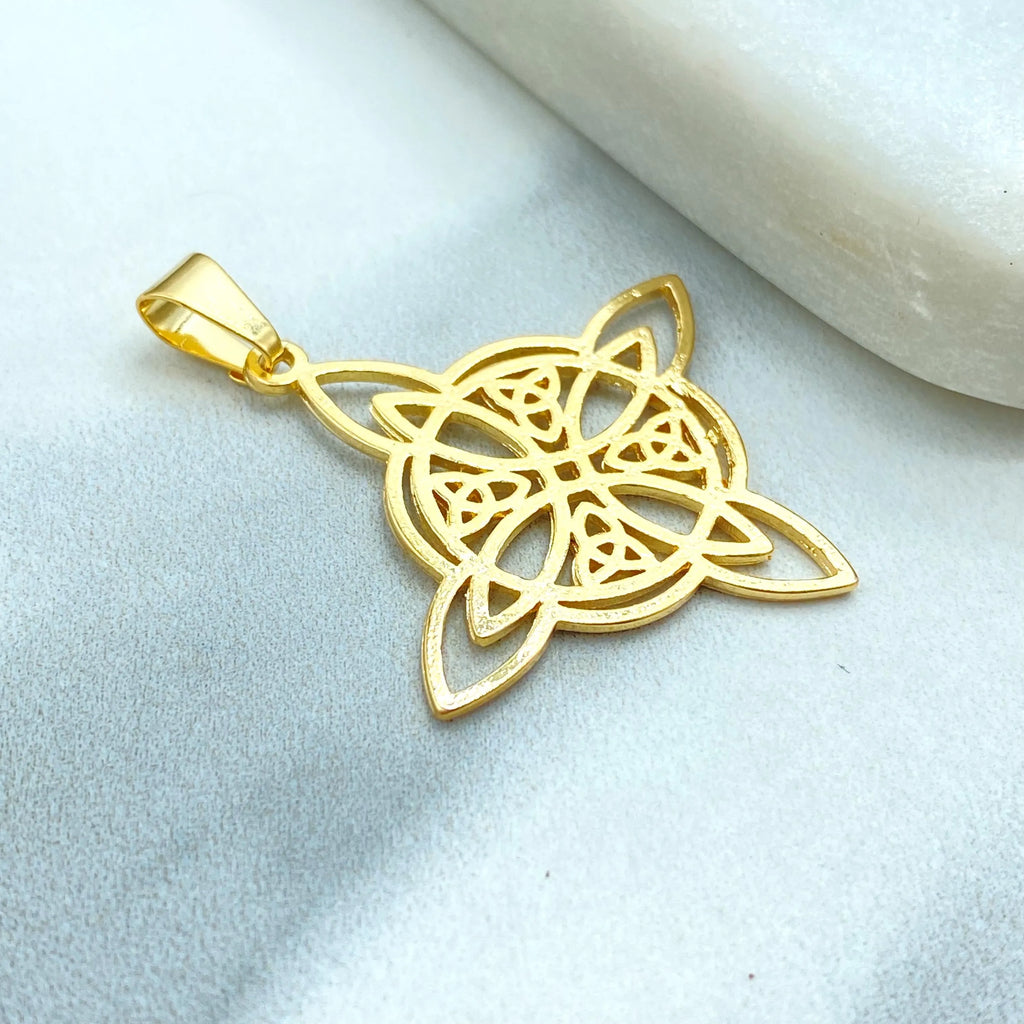 18k Gold Filled Celtic Witch Knot Pendant, Trinity Knot Amulet, Triquetra Pendant, Wiccan Jewelry, Pagan Protection Charm