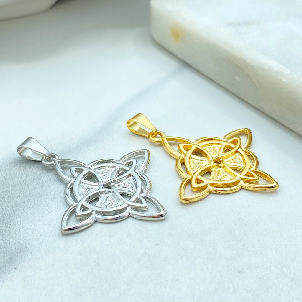 18k Gold Filled or Silver Filled Celtic Witch Knot Pendant, Trinity Knot Amulet, Triquetra Pendant, Wiccan Jewelry, Pagan Protection Charm