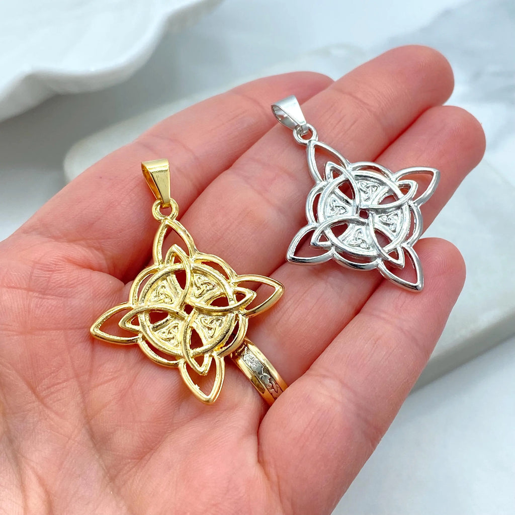 18k Gold Filled or Silver Filled Celtic Witch Knot Pendant, Trinity Knot Amulet, Triquetra Pendant, Wiccan Jewelry, Pagan Protection Charm