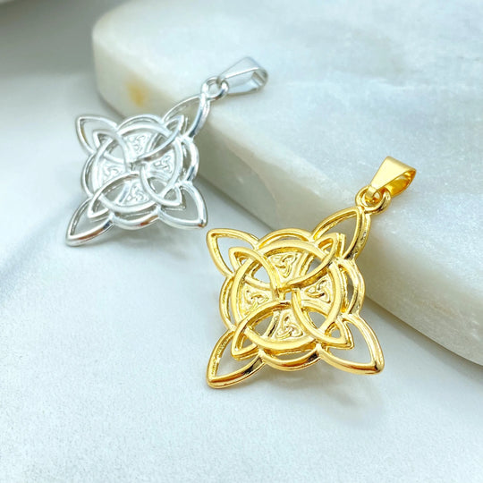 18k Gold Filled or Silver Filled Celtic Witch Knot Pendant, Trinity Knot Amulet, Triquetra Pendant, Wiccan Jewelry, Pagan Protection Charm