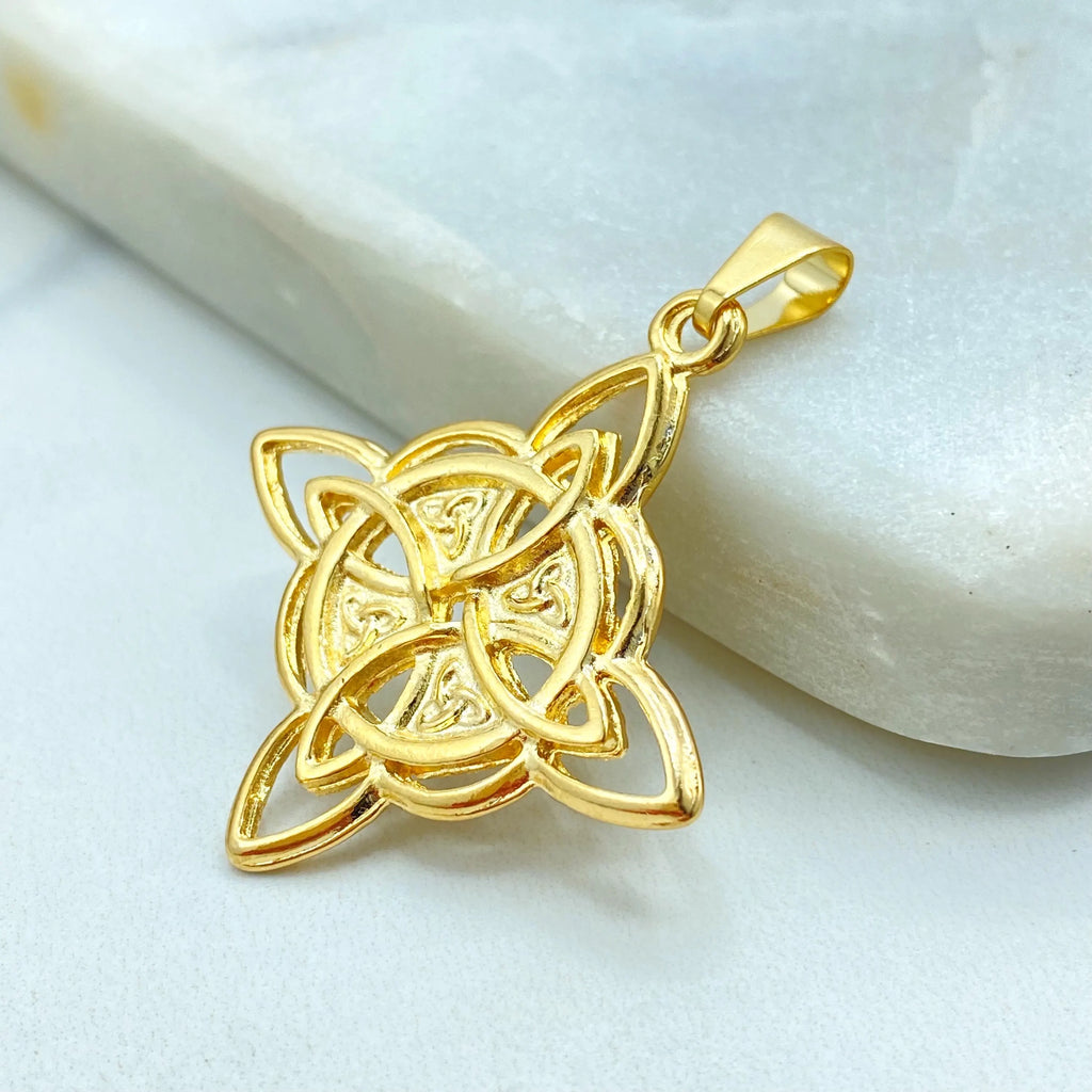 18k Gold Filled or Silver Filled Celtic Witch Knot Pendant, Trinity Knot Amulet, Triquetra Pendant, Wiccan Jewelry, Pagan Protection Charm