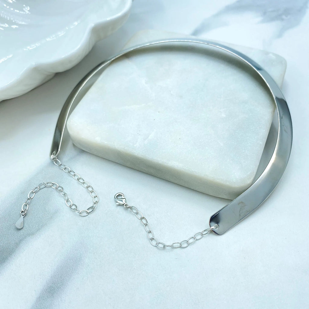 18k Gold Filled or Silver Filled Choker Necklace, Minimalist Collar with Extender, Sleek Statement Jewelry, Gift for Her