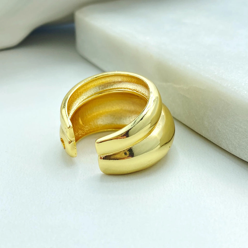 18k Gold Filled Adjustable Bold Ring, Chunky Dome Band, Modern Statement Jewelry, Open Design, Gift for Her