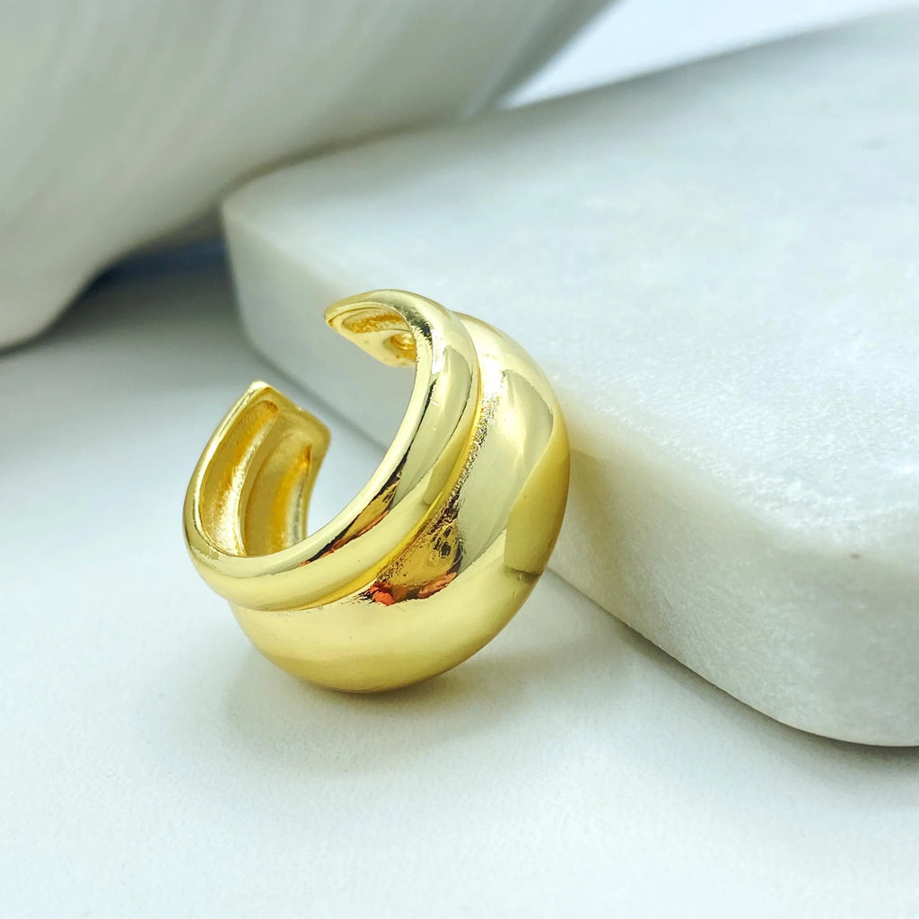 18k Gold Filled Adjustable Bold Ring, Chunky Dome Band, Modern Statement Jewelry, Open Design, Gift for Her