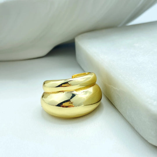 18k Gold Filled Adjustable Bold Ring, Chunky Dome Band, Modern Statement Jewelry, Open Design, Gift for Her