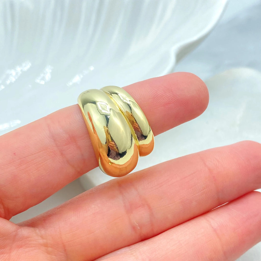 18k Gold Filled Adjustable Bold Ring, Chunky Dome Band, Modern Statement Jewelry, Open Design, Gift for Her
