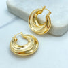 18k Gold Filled Hoop Earrings, Chunky Puffy Hoops Bold Statement Style, Lightweight Jewelry, 30mm Hoop Earrings