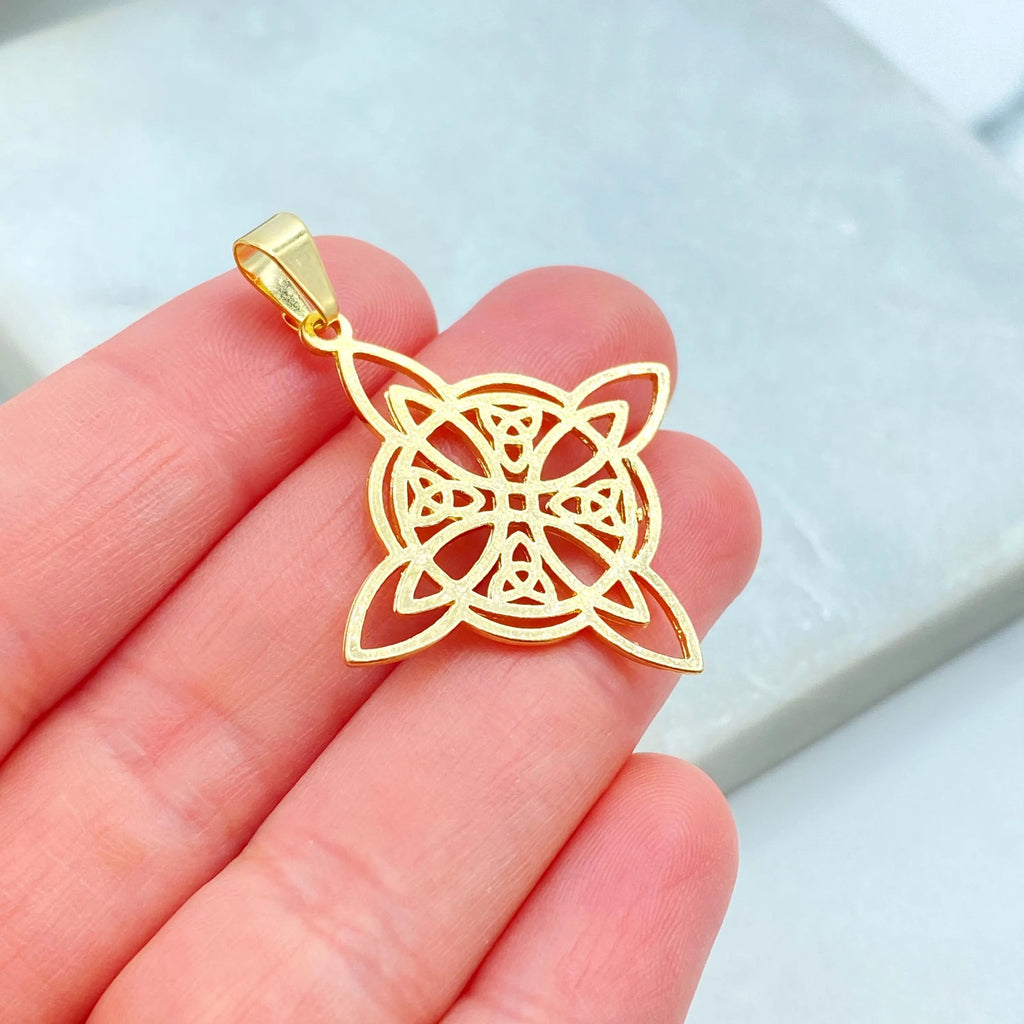 18k Gold Filled Celtic Witch Knot Pendant, Trinity Knot Amulet, Triquetra Pendant, Wiccan Jewelry, Pagan Protection Charm