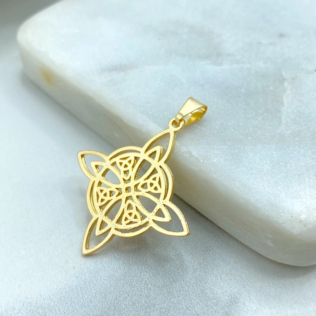 18k Gold Filled Celtic Witch Knot Pendant, Trinity Knot Amulet, Triquetra Pendant, Wiccan Jewelry, Pagan Protection Charm