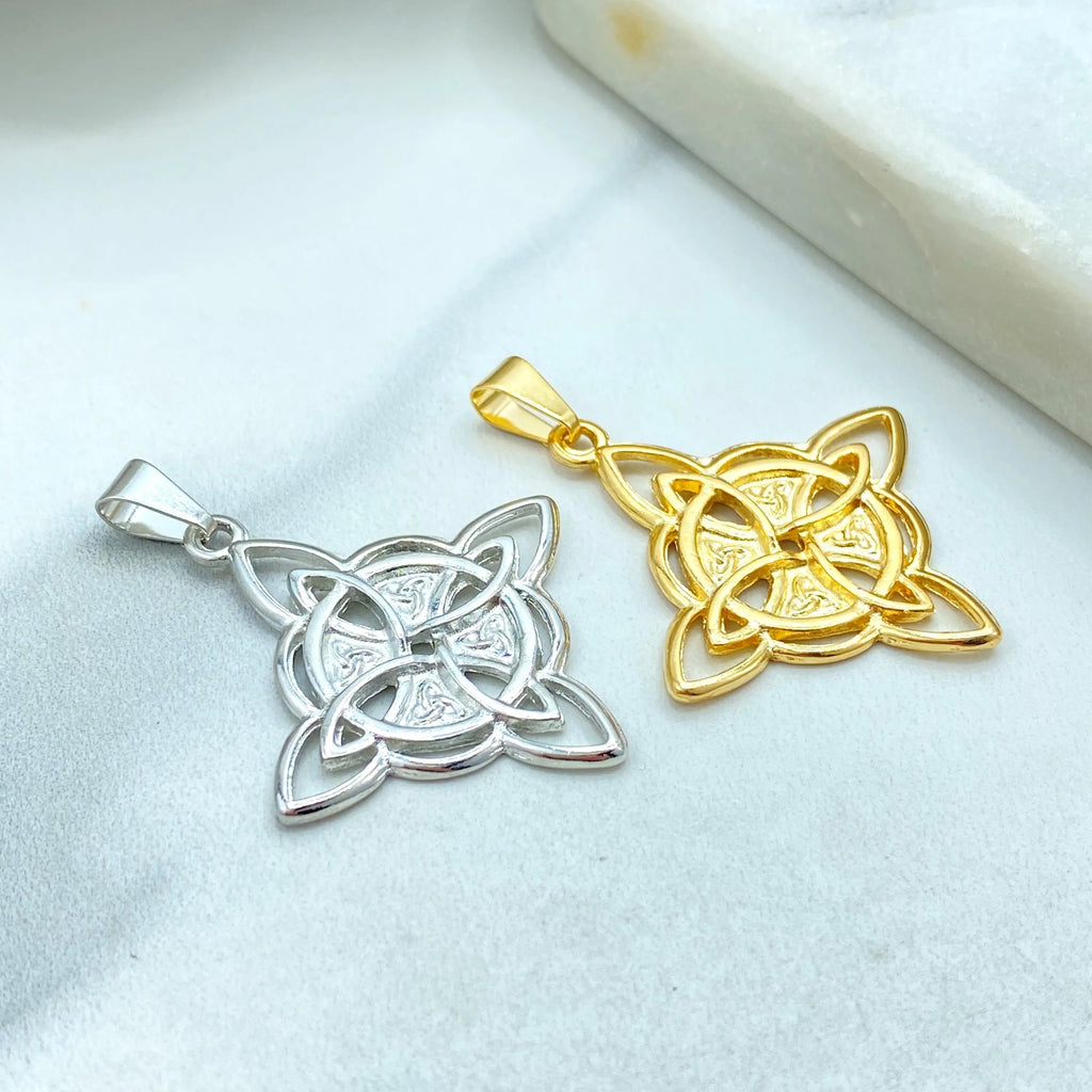 18k Gold Filled or Silver Filled Celtic Witch Knot Pendant, Trinity Knot Amulet, Triquetra Pendant, Wiccan Jewelry, Pagan Protection Charm