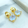 18k Gold Filled Stud Earrings with Jumbo Push Back, Drop Square CZ Stud Earrings, Classic Jewelry, Secure & Comfortable Fit