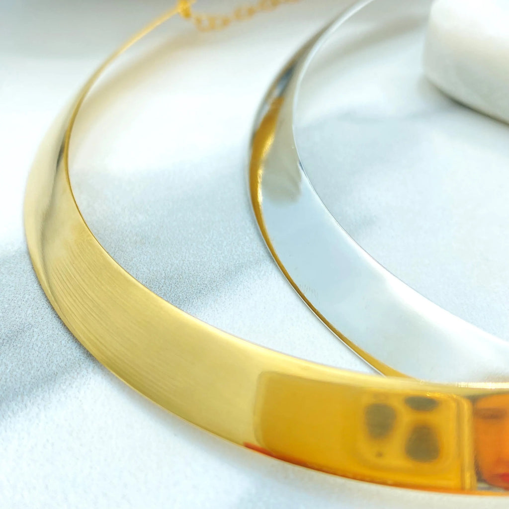 18k Gold Filled or Silver Filled Choker Necklace, Minimalist Collar with Extender, Sleek Statement Jewelry, Gift for Her
