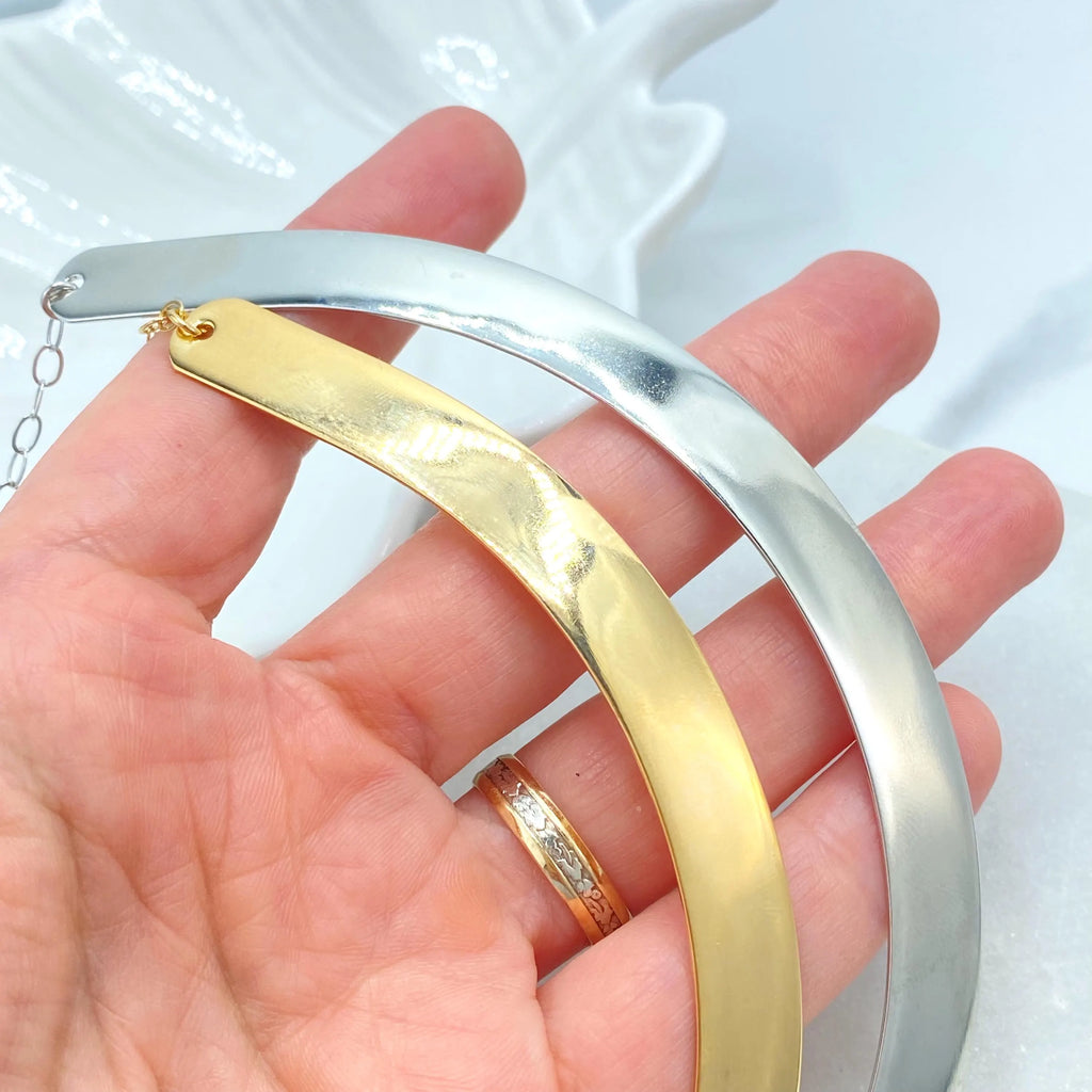 18k Gold Filled or Silver Filled Choker Necklace, Minimalist Collar with Extender, Sleek Statement Jewelry, Gift for Her