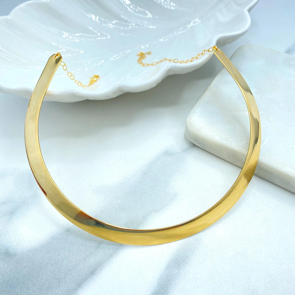18k Gold Filled or Silver Filled Choker Necklace, Minimalist Collar with Extender, Sleek Statement Jewelry, Gift for Her