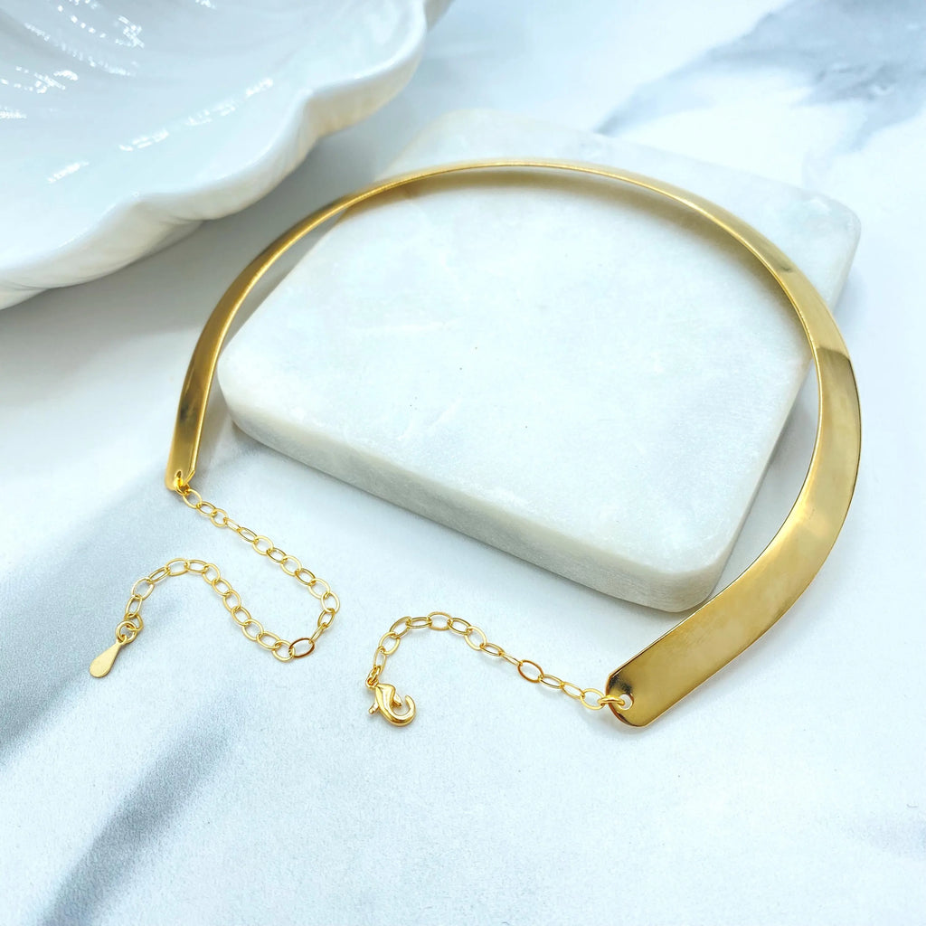 18k Gold Filled or Silver Filled Choker Necklace, Minimalist Collar with Extender, Sleek Statement Jewelry, Gift for Her