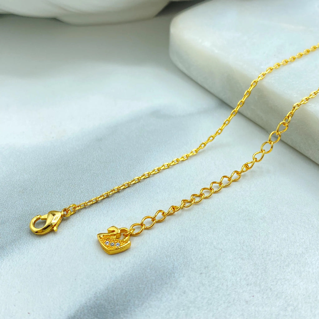 18k Gold Filled Swan Necklace and Bracelet Set, Micro CZ Swan Necklace or Bracelet, Dainty Gift for Her
