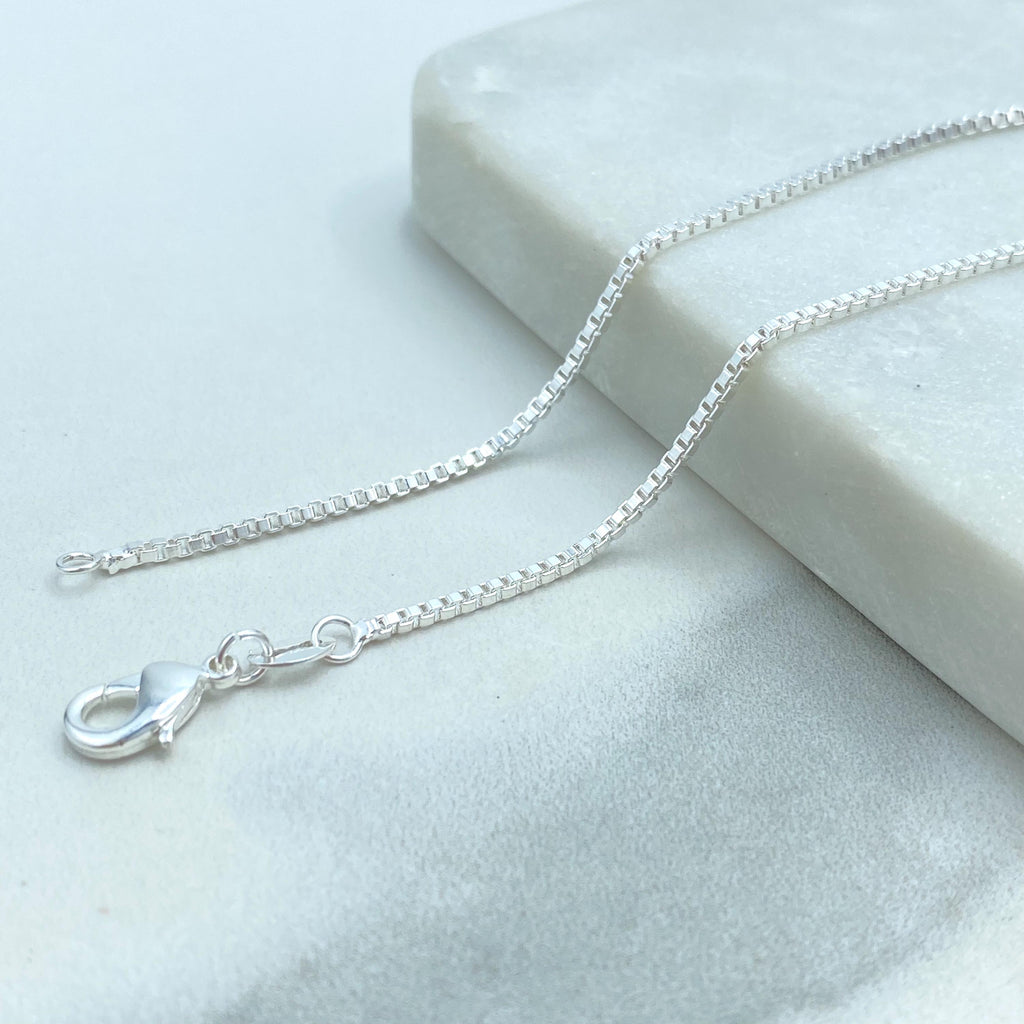 Silver Filled Beaded Necklace, Beaded Ball Chain Statement Jewelry, Dainty Necklace, Beaded Necklace with Box Chain