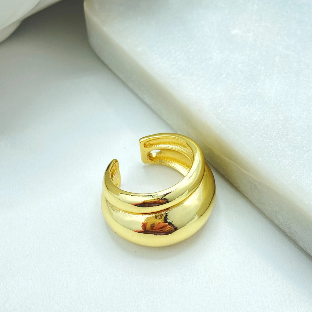 18k Gold Filled Adjustable Bold Ring, Chunky Dome Band, Modern Statement Jewelry, Open Design, Gift for Her