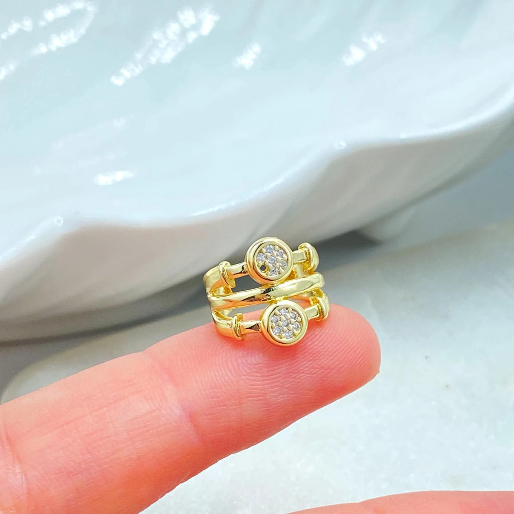 18k Gold Filled Cuff Earring, Single Piece with Round CZ Detail Cuff Earring, Non Pierced Ear Cuff, Dainty Jewelry