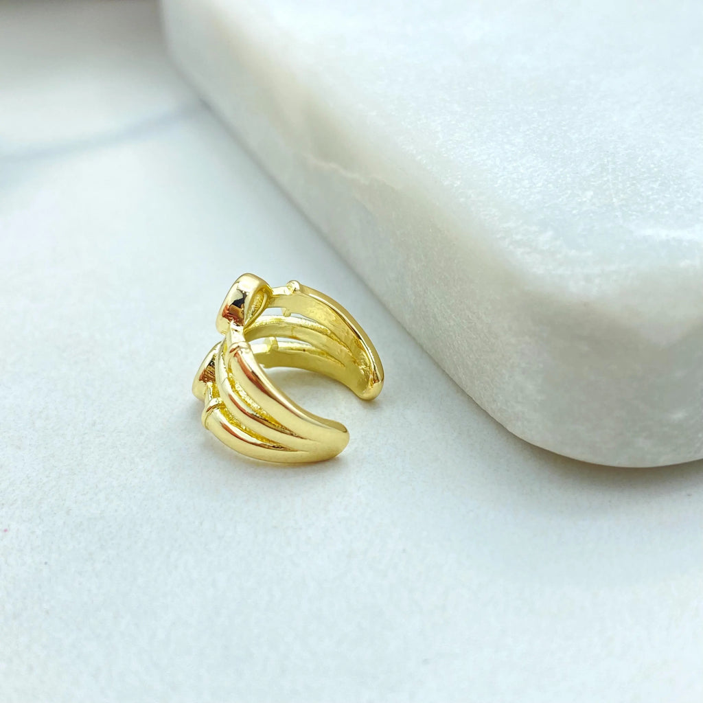 18k Gold Filled Cuff Earring, Single Piece with Round CZ Detail Cuff Earring, Non Pierced Ear Cuff, Dainty Jewelry