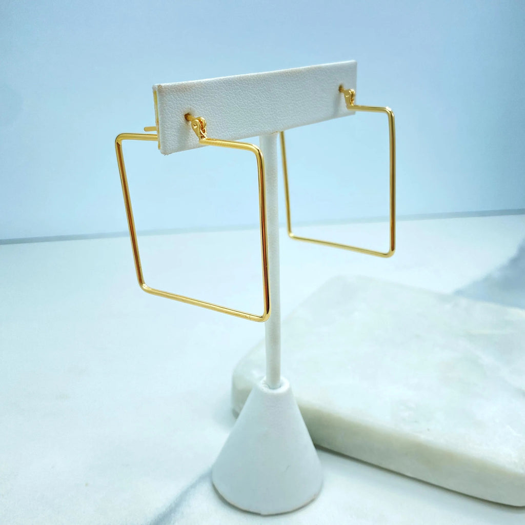 18k Gold Filled Hoop Earrings, Square Geometric Minimalist Hoops, Lightweight Statement Jewelry, Gift for Her