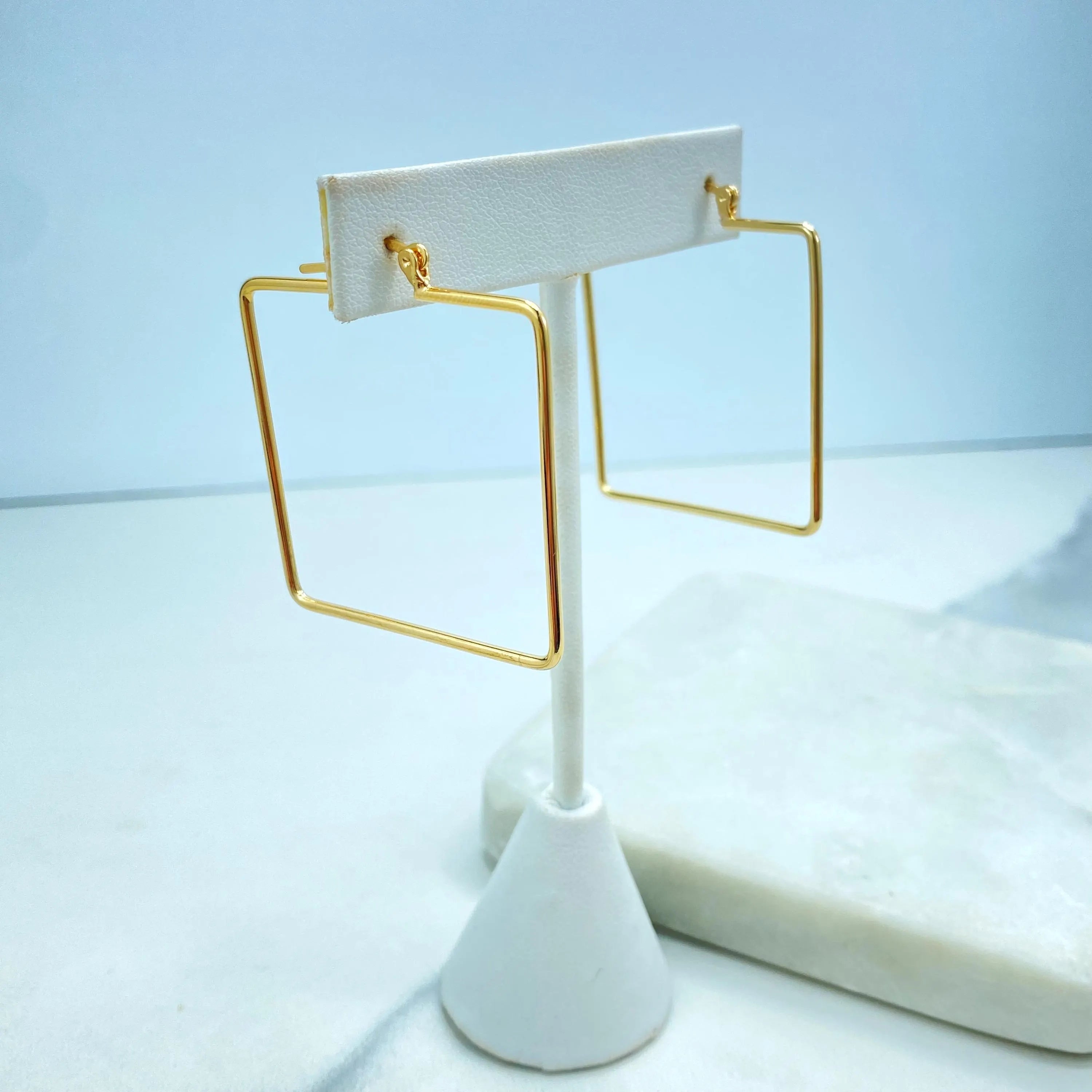 thumbnail image 2 of Women's 14K Real Gold Geometric Hexagon Hoop Earrings - NORM JEWELS 2 of 10