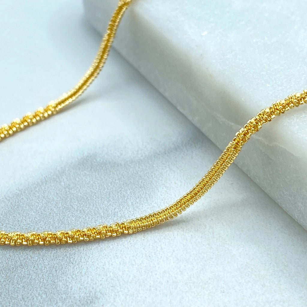 18k Gold Filled 2mm Specialty Chain Necklace, Adjustable 16" or 18" with Extender, Dainty Layering Chain