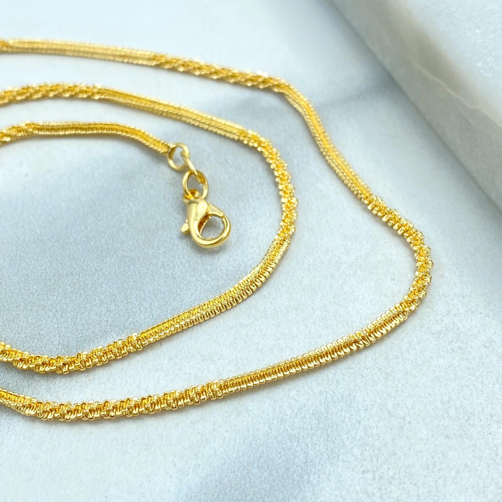 18k Gold Filled 2mm Specialty Chain Necklace, Adjustable 16" or 18" with Extender, Dainty Layering Chain