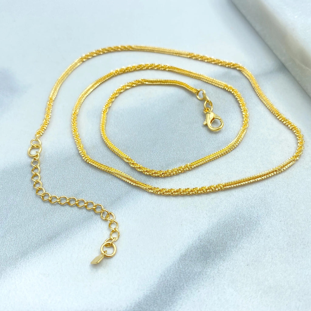 18k Gold Filled 2mm Specialty Chain Necklace, Adjustable 16" or 18" with Extender, Dainty Layering Chain