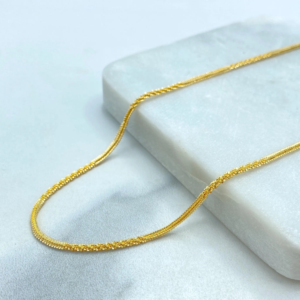 18k Gold Filled 2mm Specialty Chain Necklace, Adjustable 16" or 18" with Extender, Dainty Layering Chain