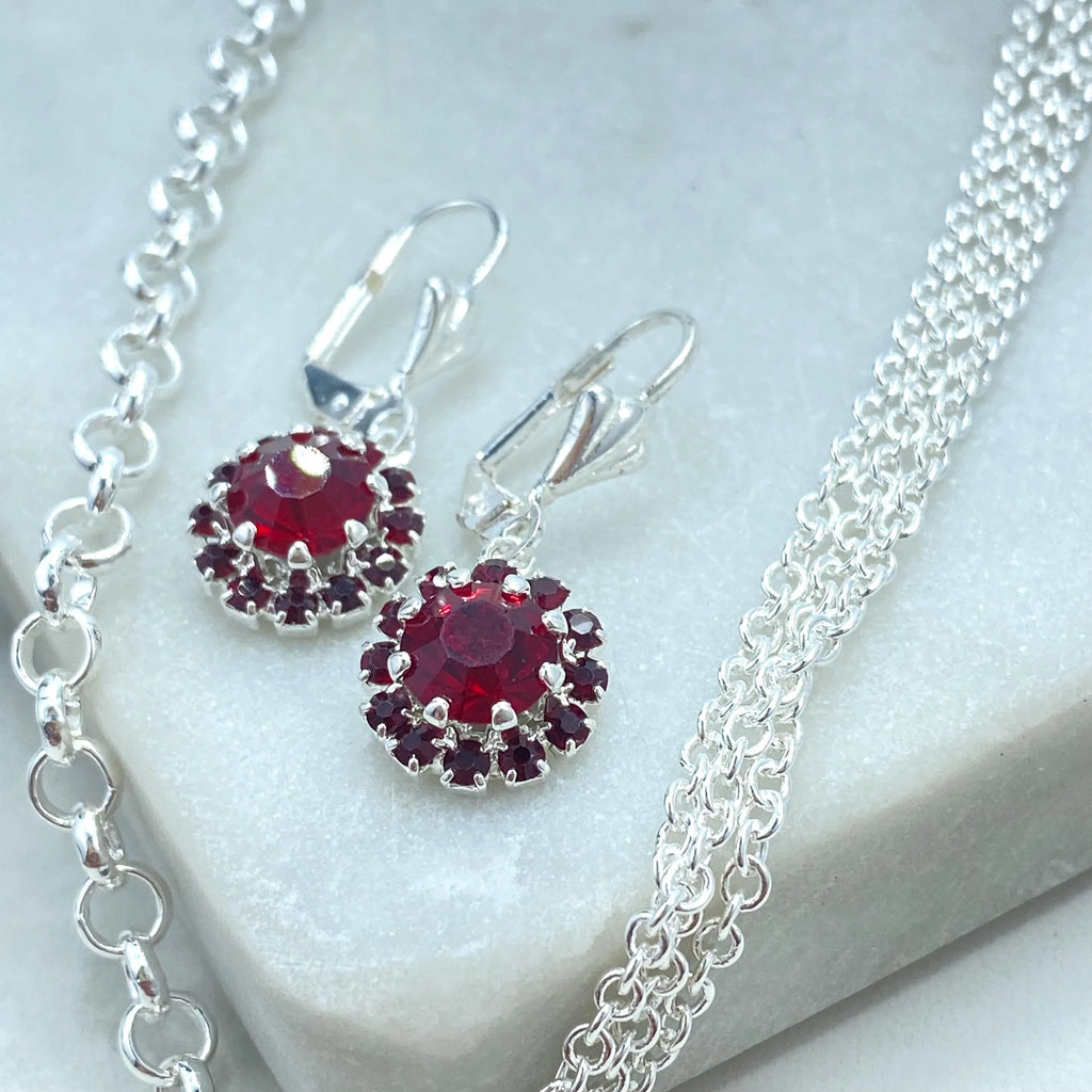 Silver Filled Jewelry Set, Halo Clear CZ Necklace and Earrings, Bridal Bridesmaid Gift, Gift for Her (Copy)