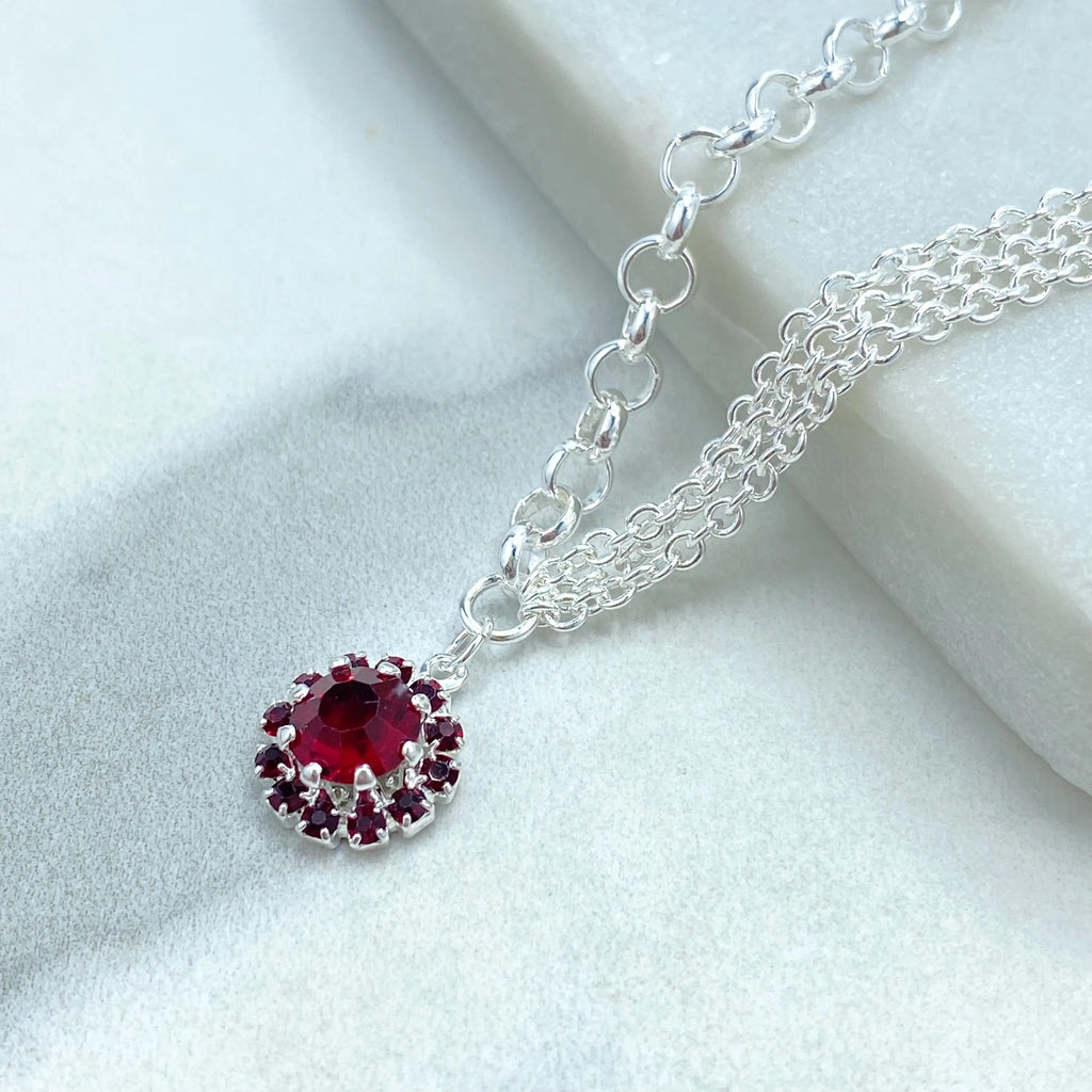 Silver Filled Jewelry Set, Halo Clear CZ Necklace and Earrings, Bridal Bridesmaid Gift, Gift for Her (Copy)