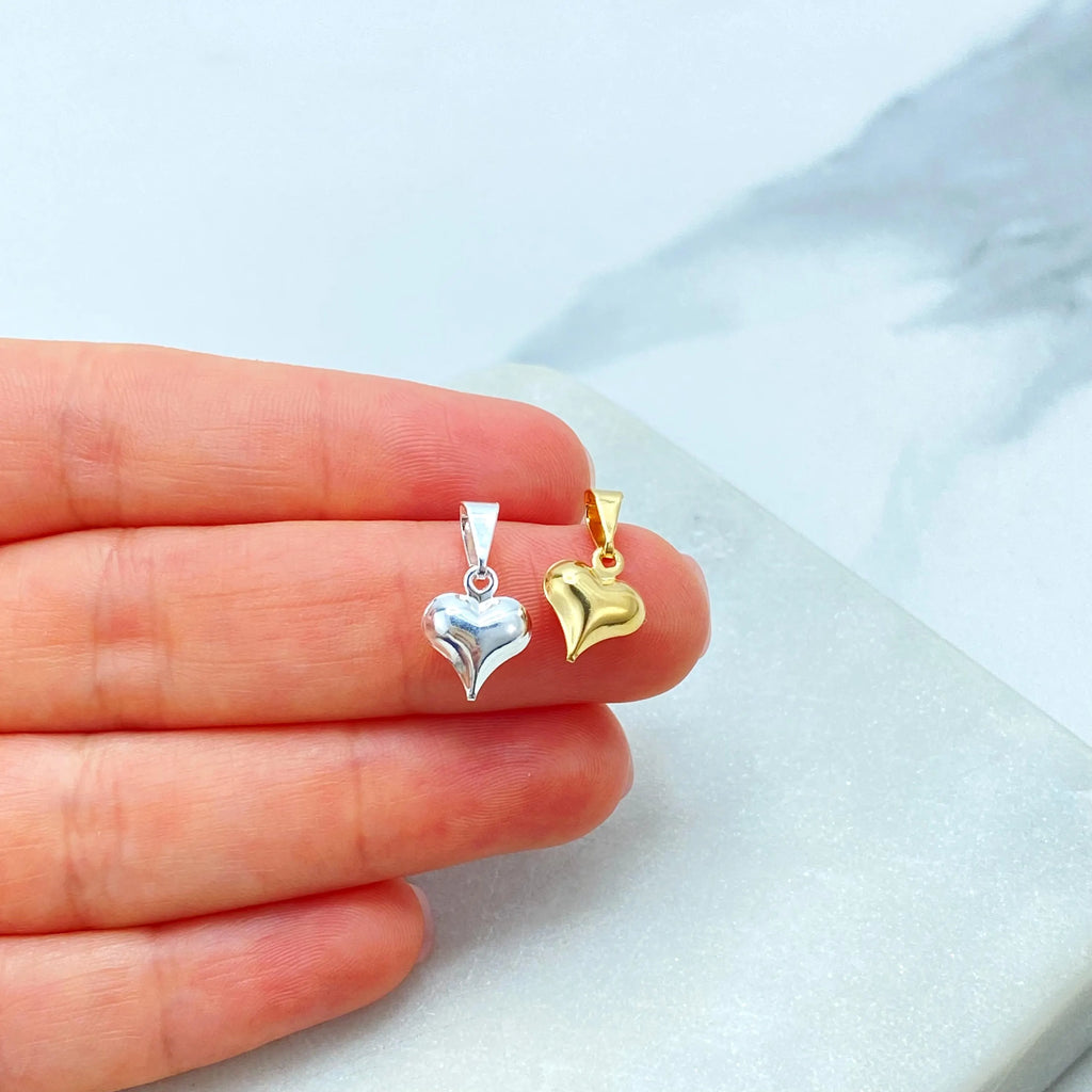 18k Gold Filled or Silver Filled Puffed Puf 3D 11mm Heart Charm Pendant, Puffed Heart Charm, DIY Heart Charm