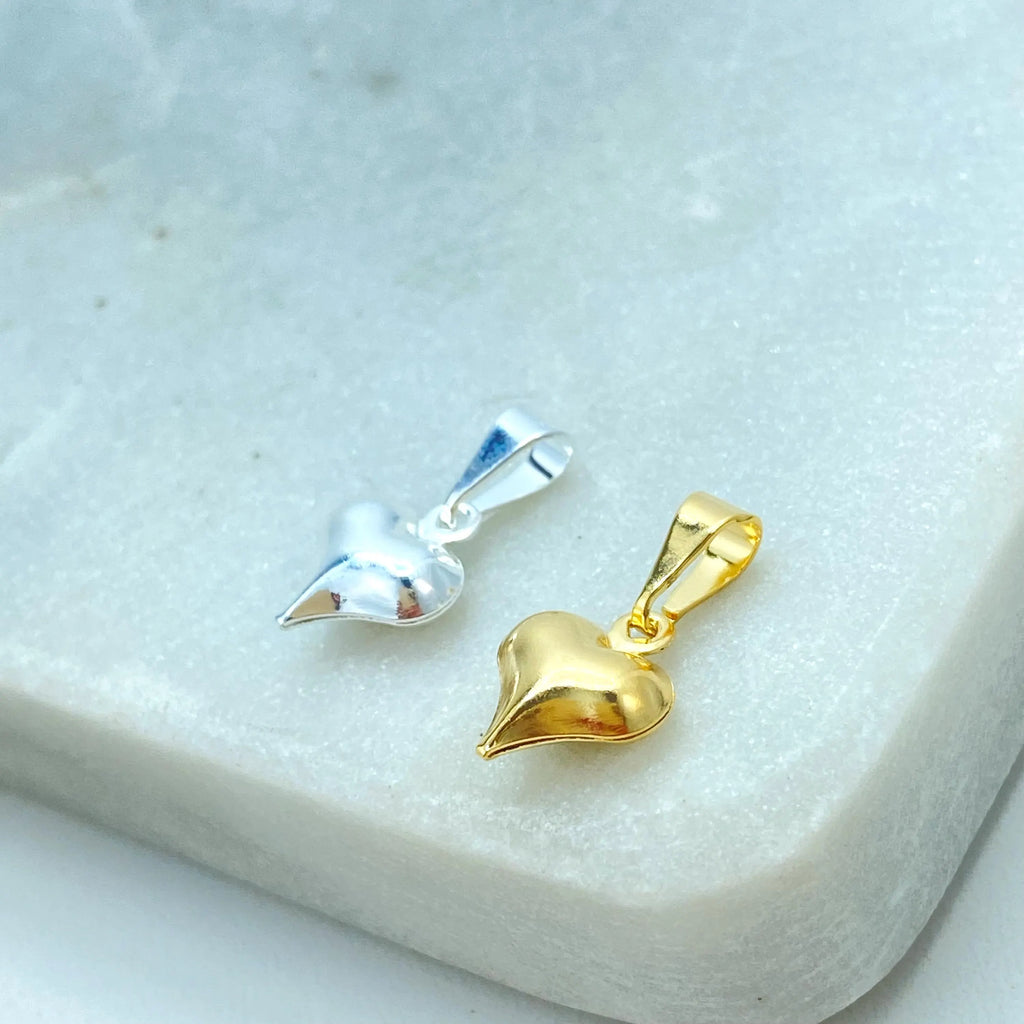 18k Gold Filled or Silver Filled Puffed Puf 3D 11mm Heart Charm Pendant, Puffed Heart Charm, DIY Heart Charm