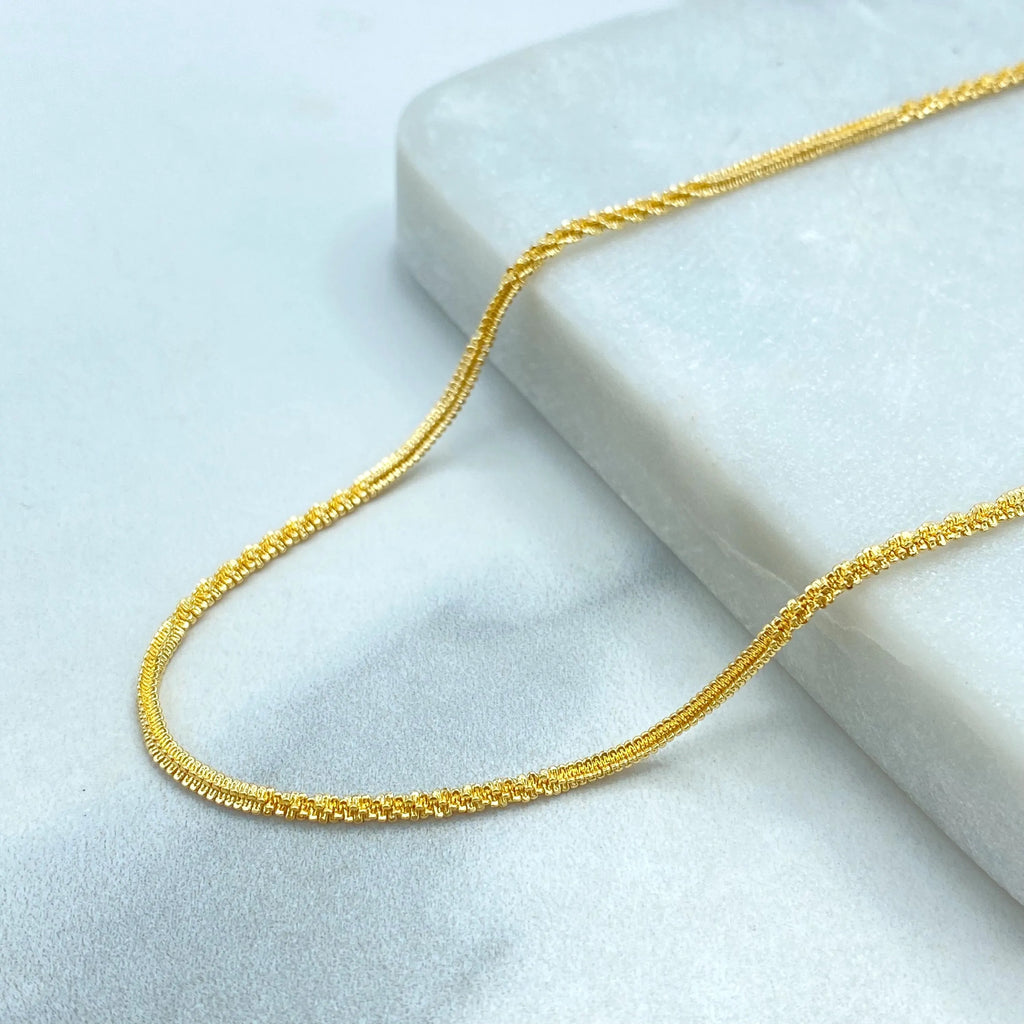 18k Gold Filled 2mm Specialty Chain Necklace, Adjustable 16" or 18" with Extender, Dainty Layering Chain
