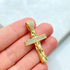 18k Gold Filled Cross Pendant, Textured Wood-Style Cross with CZ Stones, Faith Jewelry, Religious Pendant